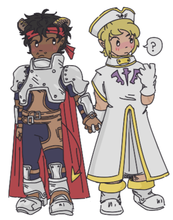 art of appel and blitz dressed in the outfits of characters from a tales of game.